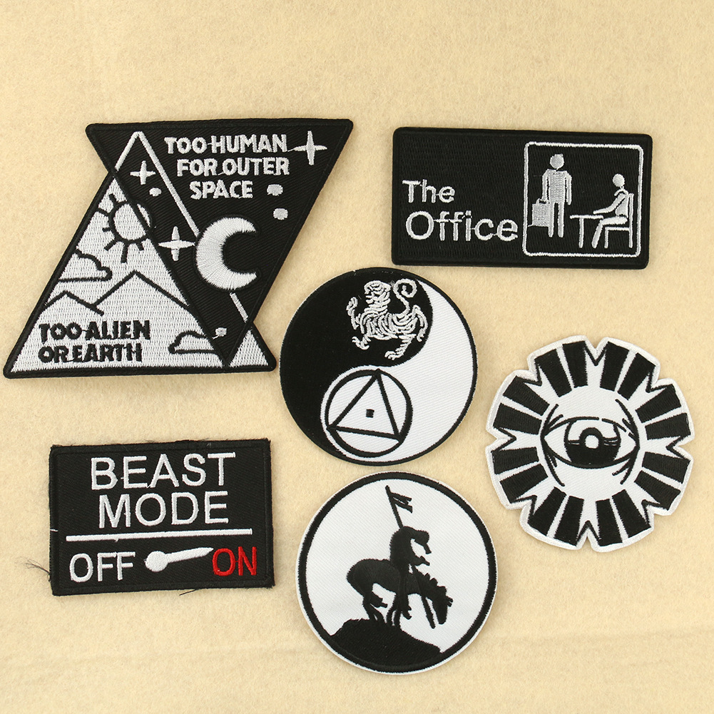 embroidery Black and White Eyes Letter Cloth Sticker DIY Clothing Accessories Patch