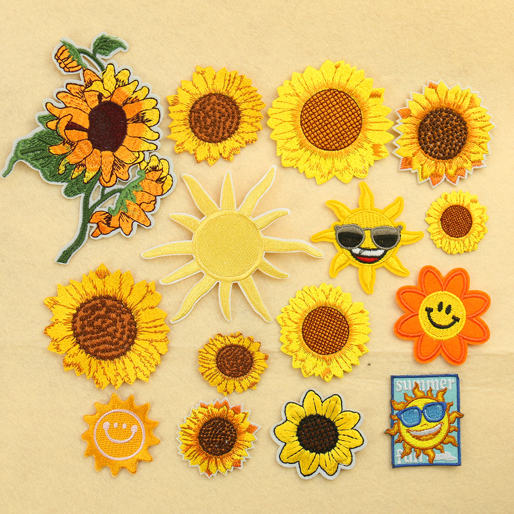 sunflower embroidery cloth sticker adhesive Patches sticker hat sock clothing accessories