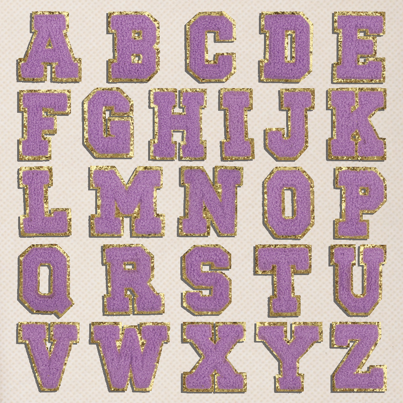 purple letter embroidery cloth sticker 26 letters embroidery clothes and hats accessories Patches sticker