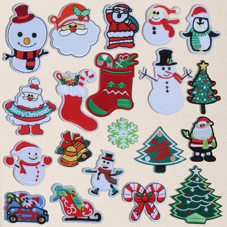 Cartoon Christmas Snowflake Embroidery Cloth Sticker Penguin Snowman Santa Claus Series Voltage Ironing Patches Labeling