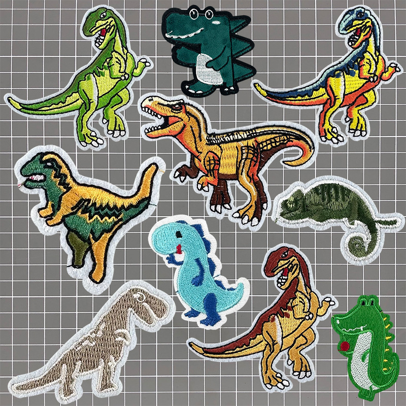 straight hair dinosaur embroidery clothing Patches sticker embroiderybadge cloth sticker