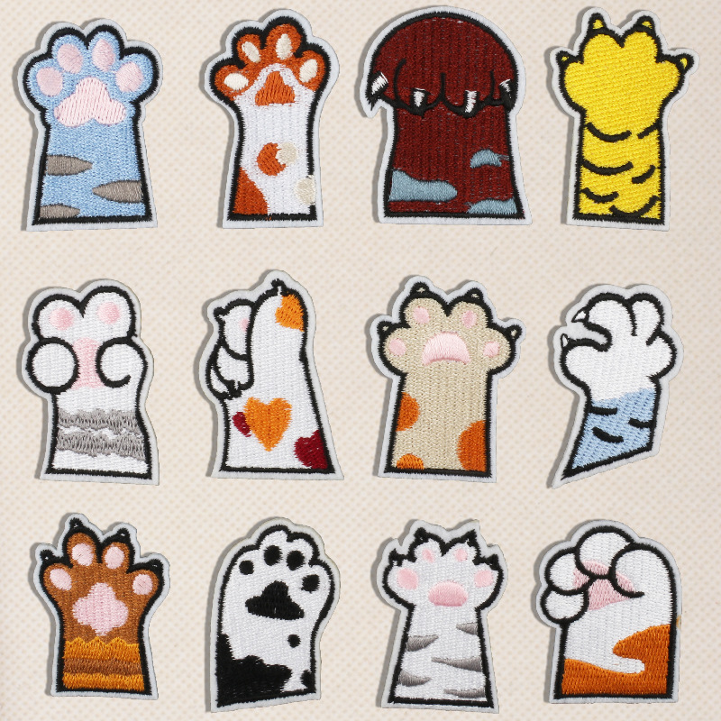 cute cat paw embroidery cloth sticker dog paw ironing sticker embroidery clothes DIY accessories