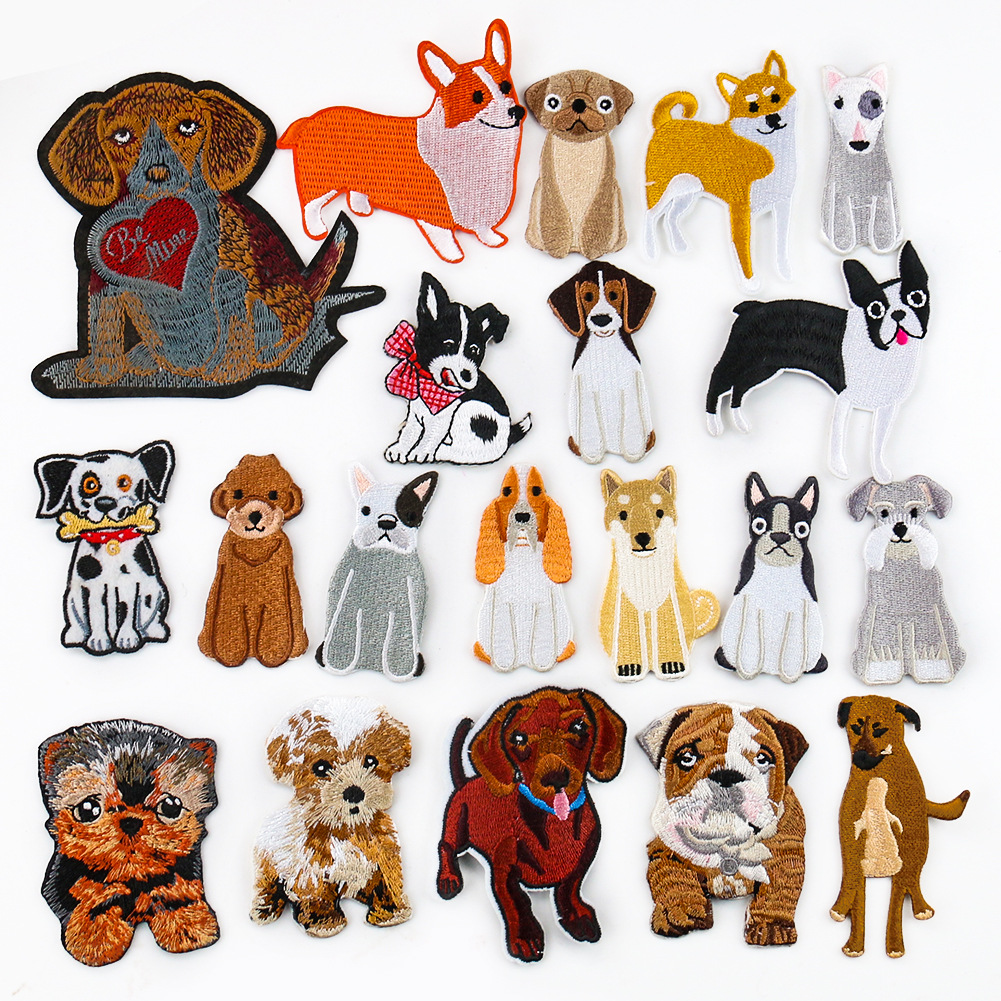 cute pet dog embroidery cloth sticker cartoon animal DIY Patches clothing accessories adhesive