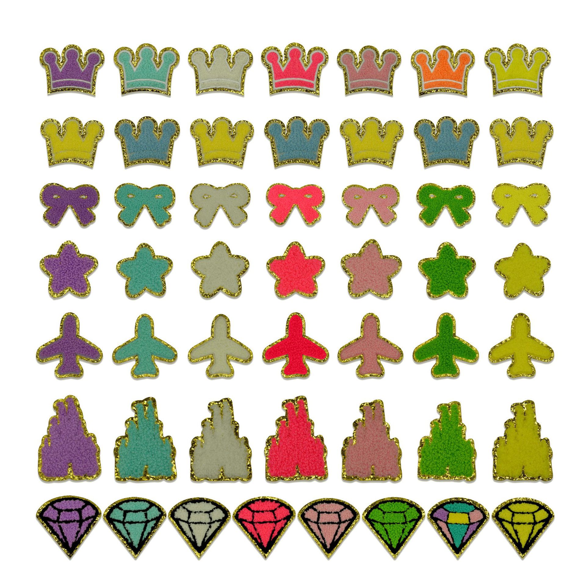 Glitter Crown Star Castle Diamond Embroidery Cloth Sticker Clothes Luggage Patches Sticker