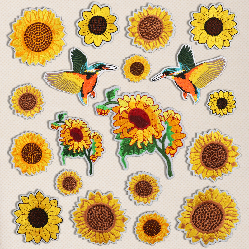 sunflower T-shirt embroidery cloth sticker bird embroidery clothes and hats accessories can be sewn and ironed Patches sticker
