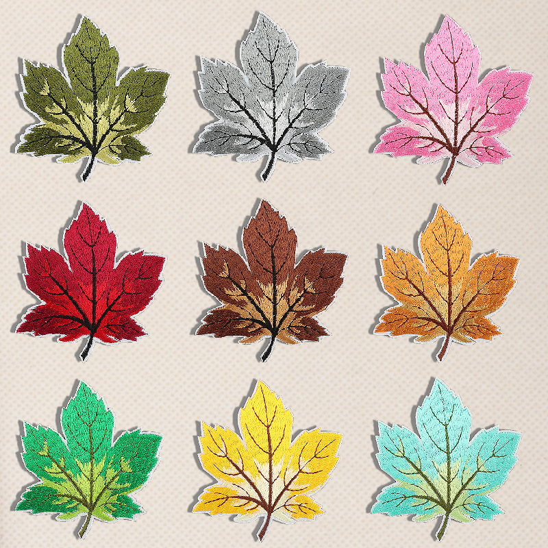 Maple Leaf Embroidery Badge Jacket Accessories Leaf Embroidery Cloth Sticker Ironing Sticker Patches Sticker
