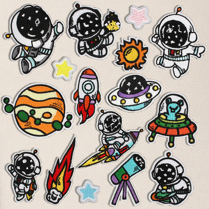 Embroidery Cloth Sticker Planet Rocket Embroidery Clothes and Hats Accessories Patches Sticker