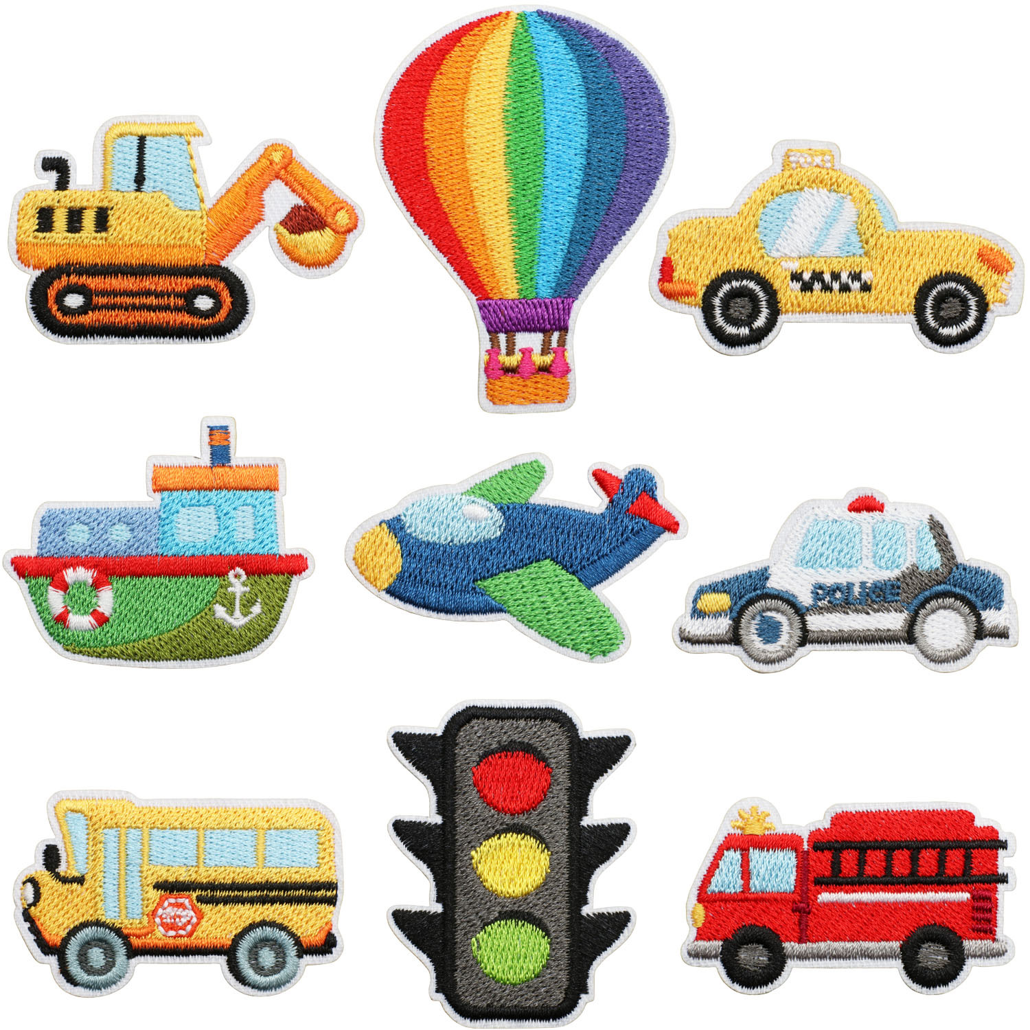 cartoon police car embroidery cloth sticker hat sock clothing car Patches sticker traffic light