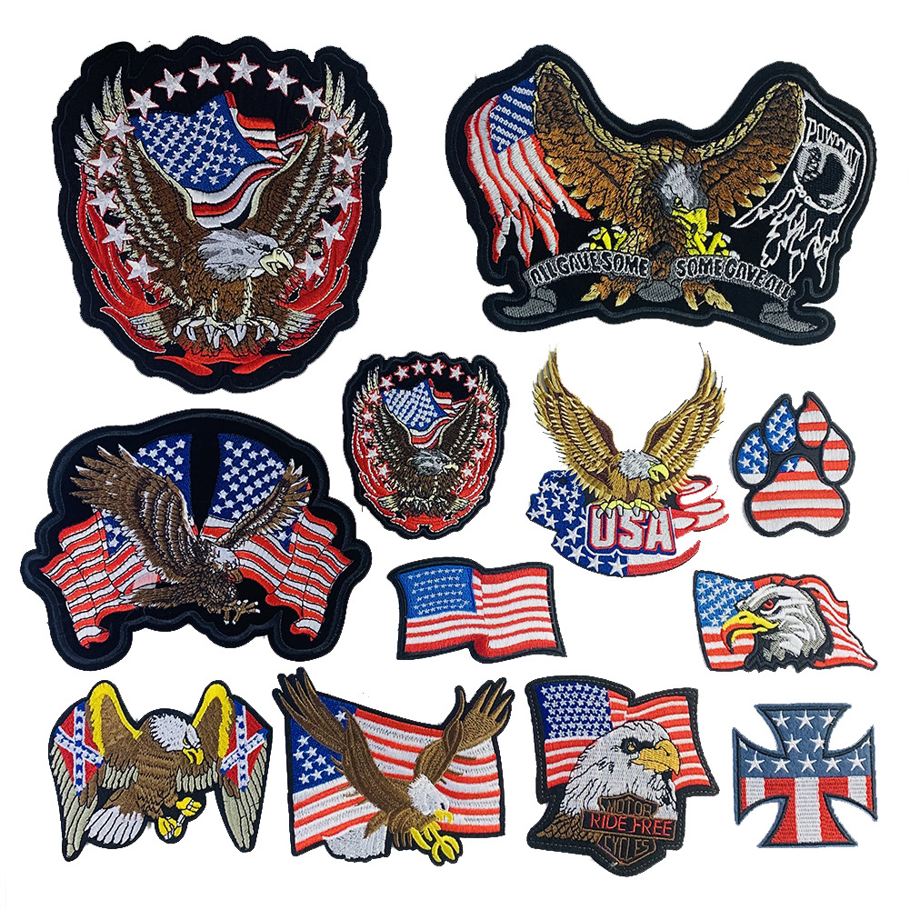 Large American Eagle Flag style embroidery cloth sticker wish clothing accessories patches decals