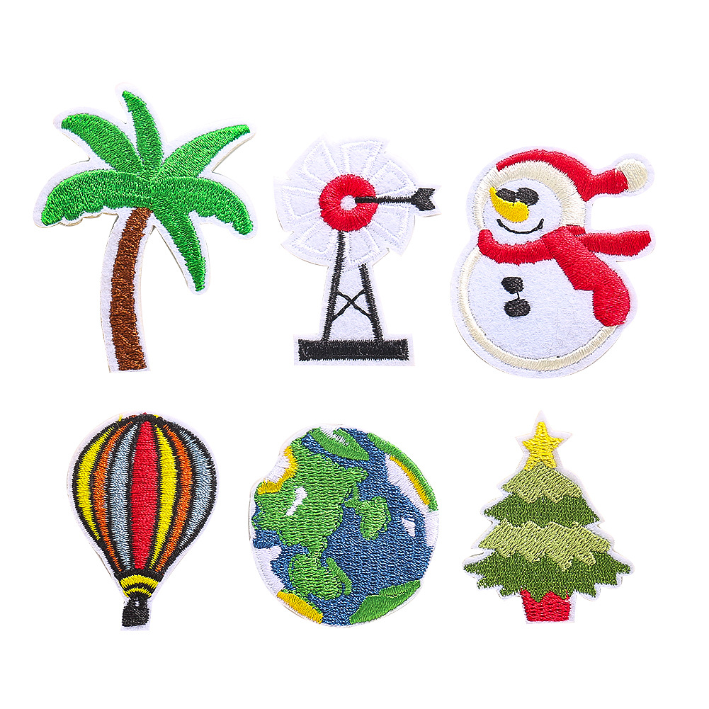 hat sock Fun Cartoon Decal Snowman Christmas Tree Embroidery Clothing Accessories Adhesive Badge DIY Patches Sticker
