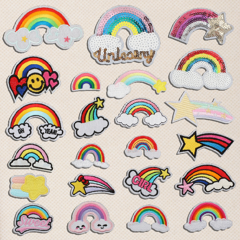 Cartoon cloud rainseries embroidery cloth sticker embroidery ironing label coat and hat bag accessories Patches sticker