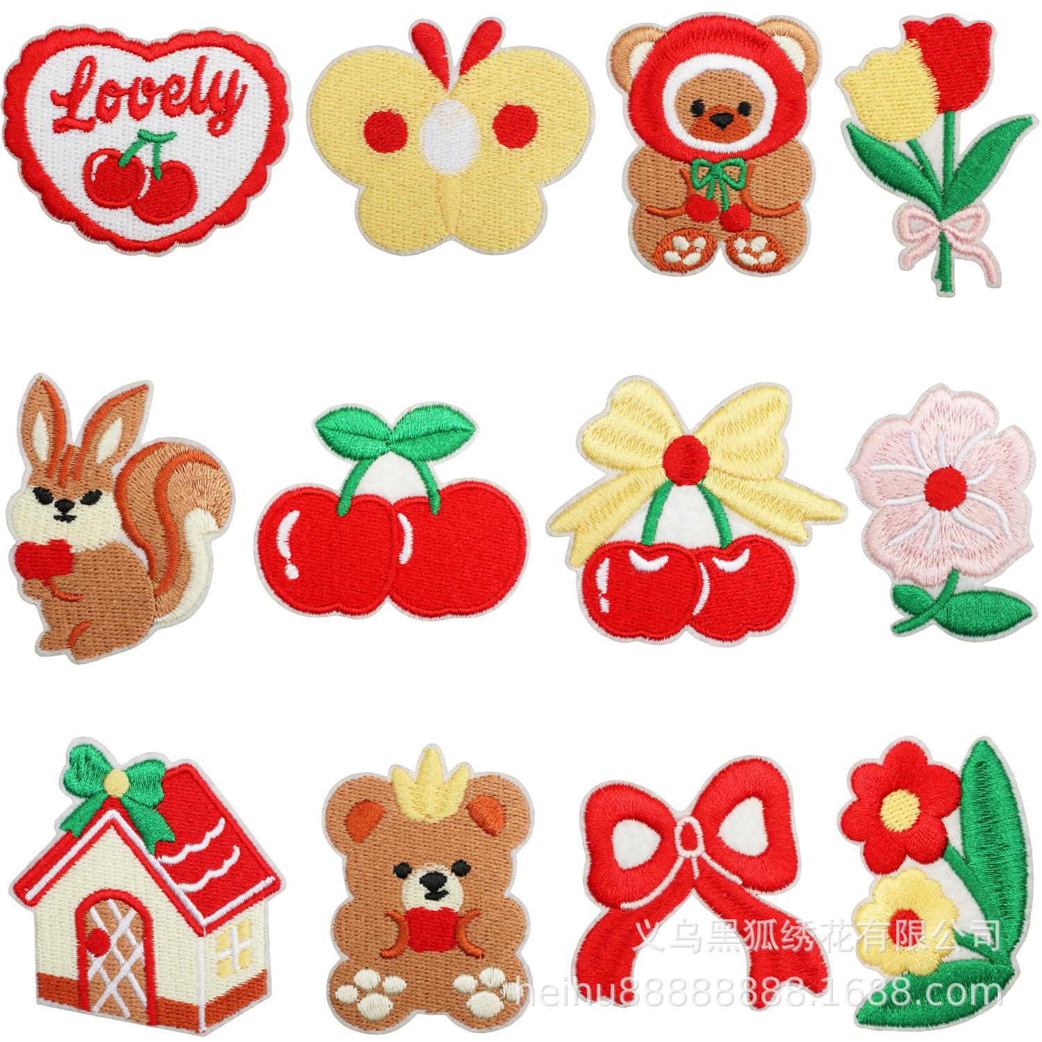 Squirrel embroidery cloth sticker bag decoration couple bear Patches sticker flower embroidery