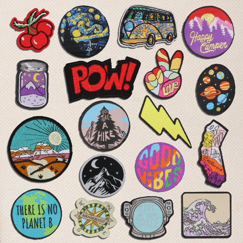 sunrise and sunset embroidery cloth sticker lightning Patches sticker