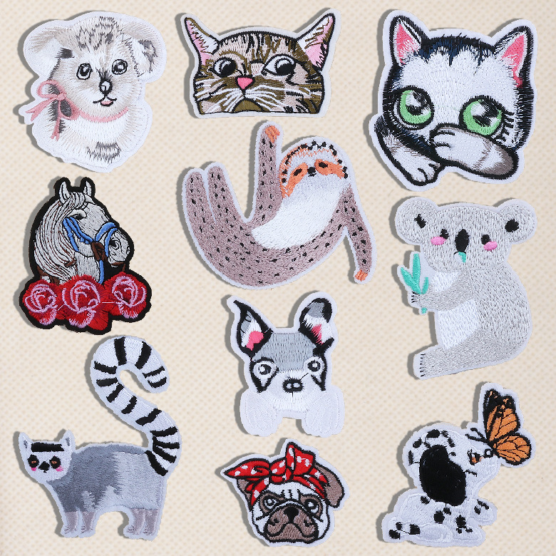 cartoon cute dog cat embroidery cloth sticker Fuku rose horse embroidery Patches sticker ironing