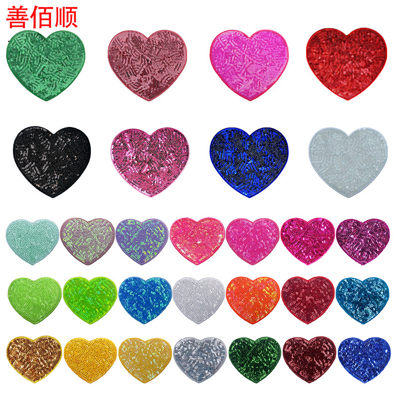 Bead embroidery love cloth sticker size embroidery flower Patches sticker back peach heart decorative badge