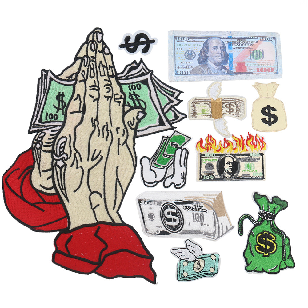 embroidery wings dollar embroidery cloth sticker printing hat sock clothing accessories Patches stickers
