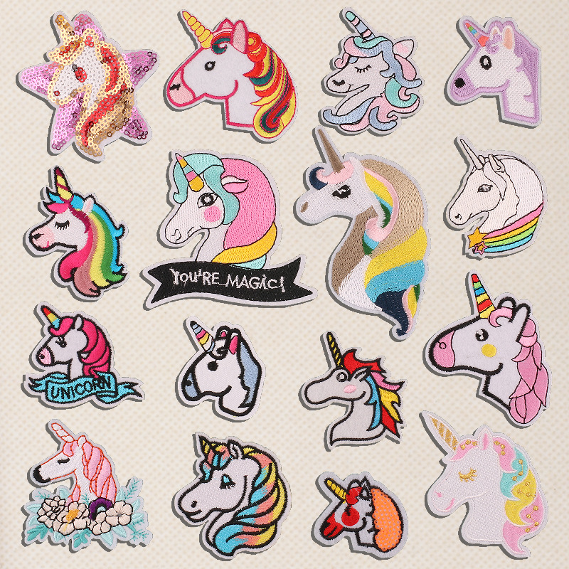 unicorn embroidery cloth sticker cute unicorn series embroidery clothes and hats accessories ironing sticker Patches sticker