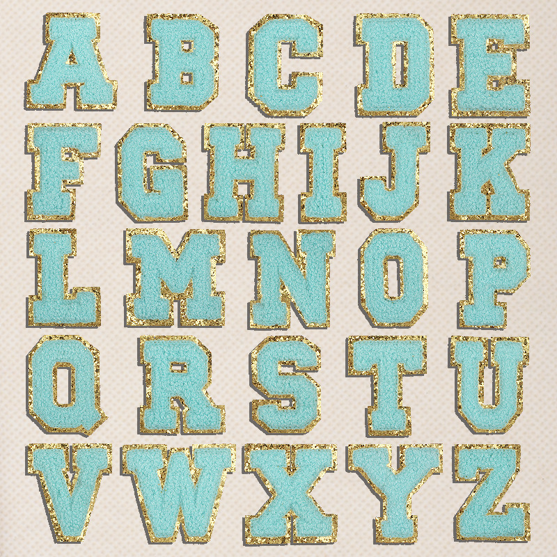 green letter embroidery cloth sticker 26 letters embroidery clothes and hats accessories Patches sticker