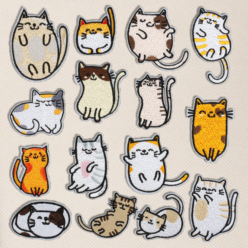 cute cat embroidery cloth sticker cartoon cat ironing embroidery hat sock clothing Patches sticker