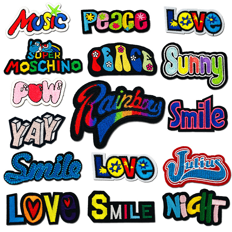 LOVE English letter embroidery Patches cloth sticker clothing accessories hole embroidery badge