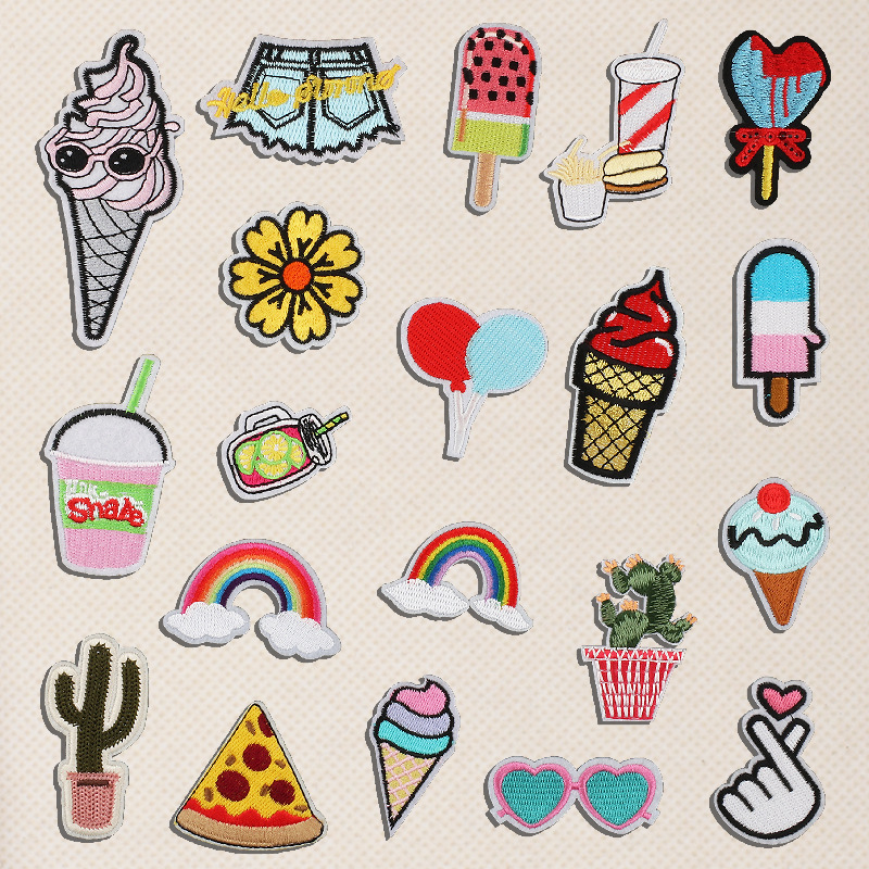 Cartoon ice cream cloth sticker candy flower embroidery clothes hats and socks ironing sticker Patches sticker