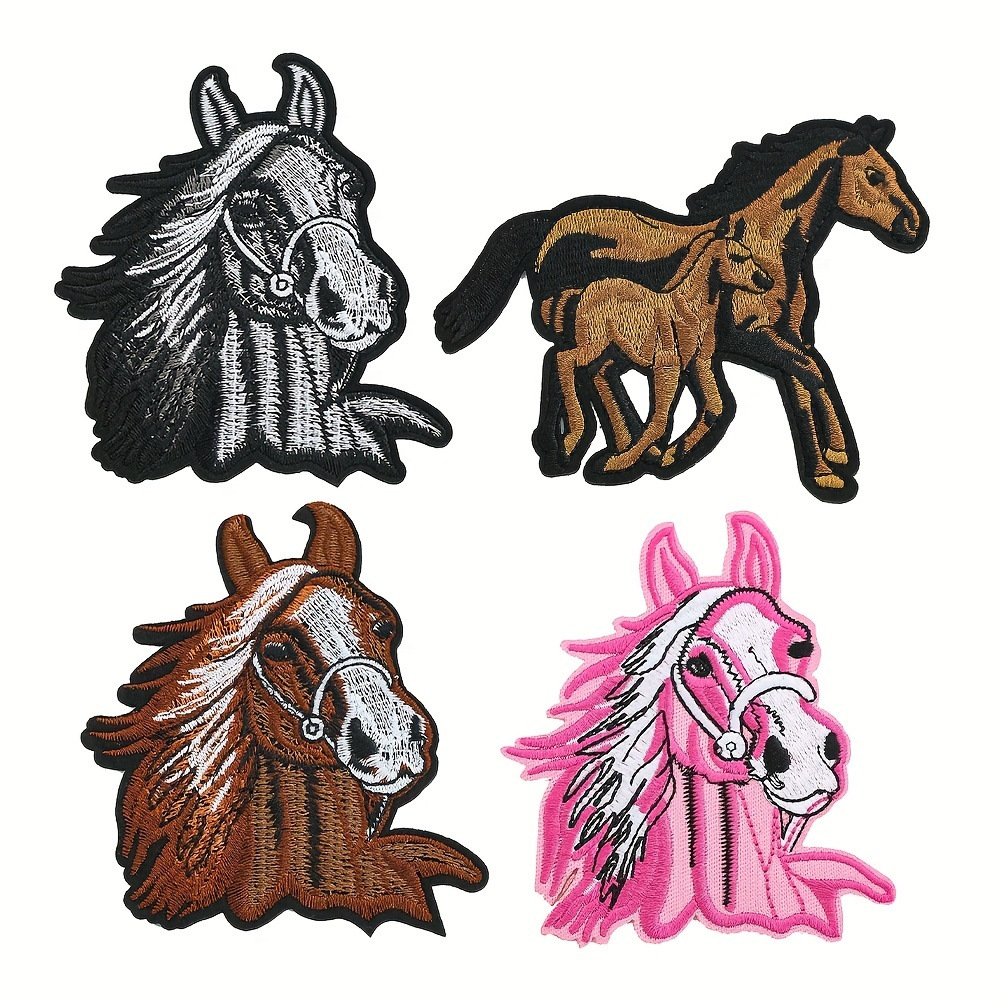 Horse head adhesive embroidery cloth sticker sweaty horse unicorn ethnic style DIY clothing accessories hole embroidery patch