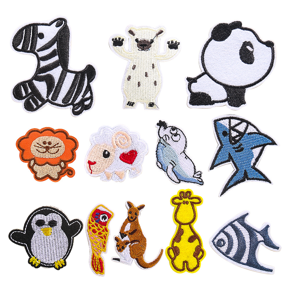 Cartoon animal embroidery lion sheep flower sticker adhesive embroidery cloth sticker clothing accessories DIY badge Patches sticker