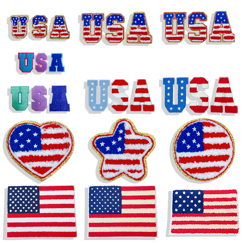 USA letter cloth sticker embroidery flower country flag sticker chest badge clothes bag shoes accessories Patches sticker