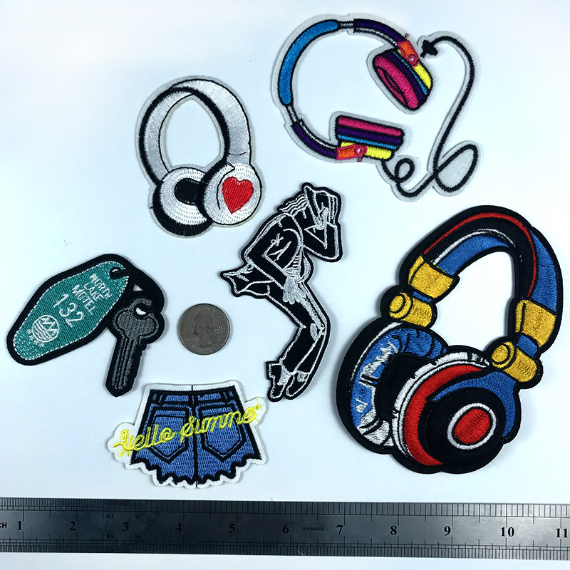 Cartoon earphones embroidery cloth sticker Michael Jackson spacewalk jeans ripped adhesive Patches clothing accessories