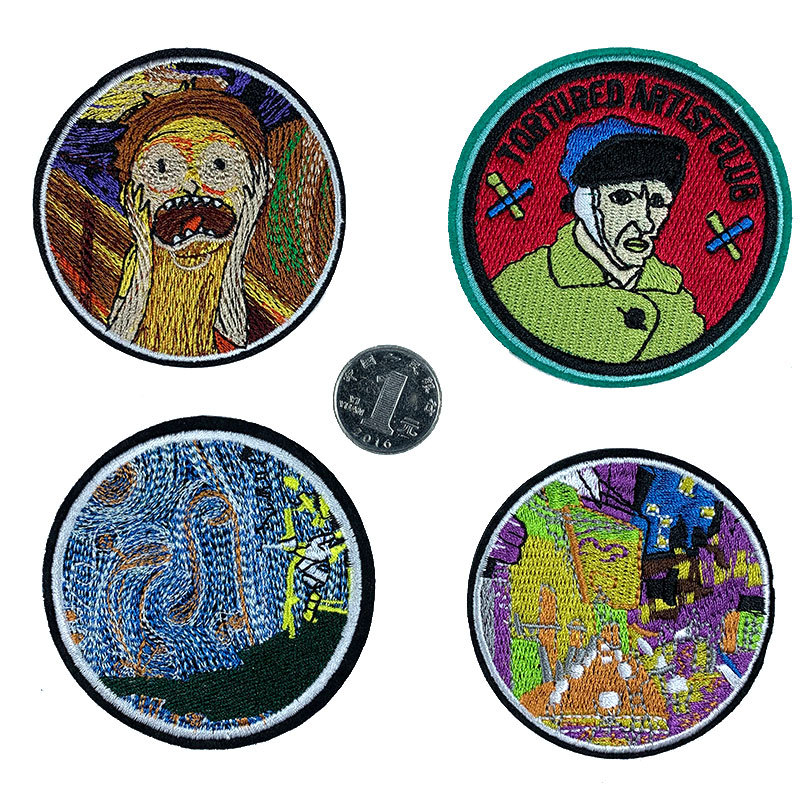 embroidery cloth sticker shouting cafe starry sky abstract painting clothing accessories DIY patch