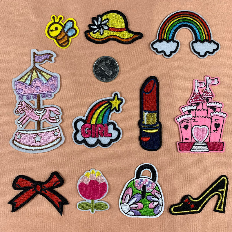 Cartoon hat sock clothing embroidery cloth sticker cute girl's heart clothing accessories shoes hats schoolbags creative DIY embroidery sticker