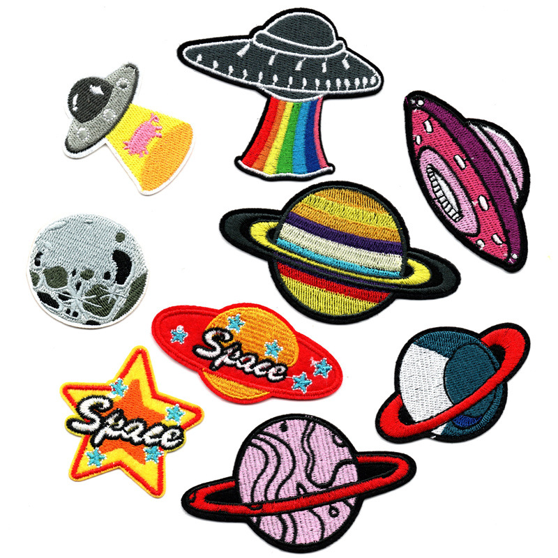 hat sock clothes pants repair holes universe planet embroidery cloth sticker DIY Patches sticker