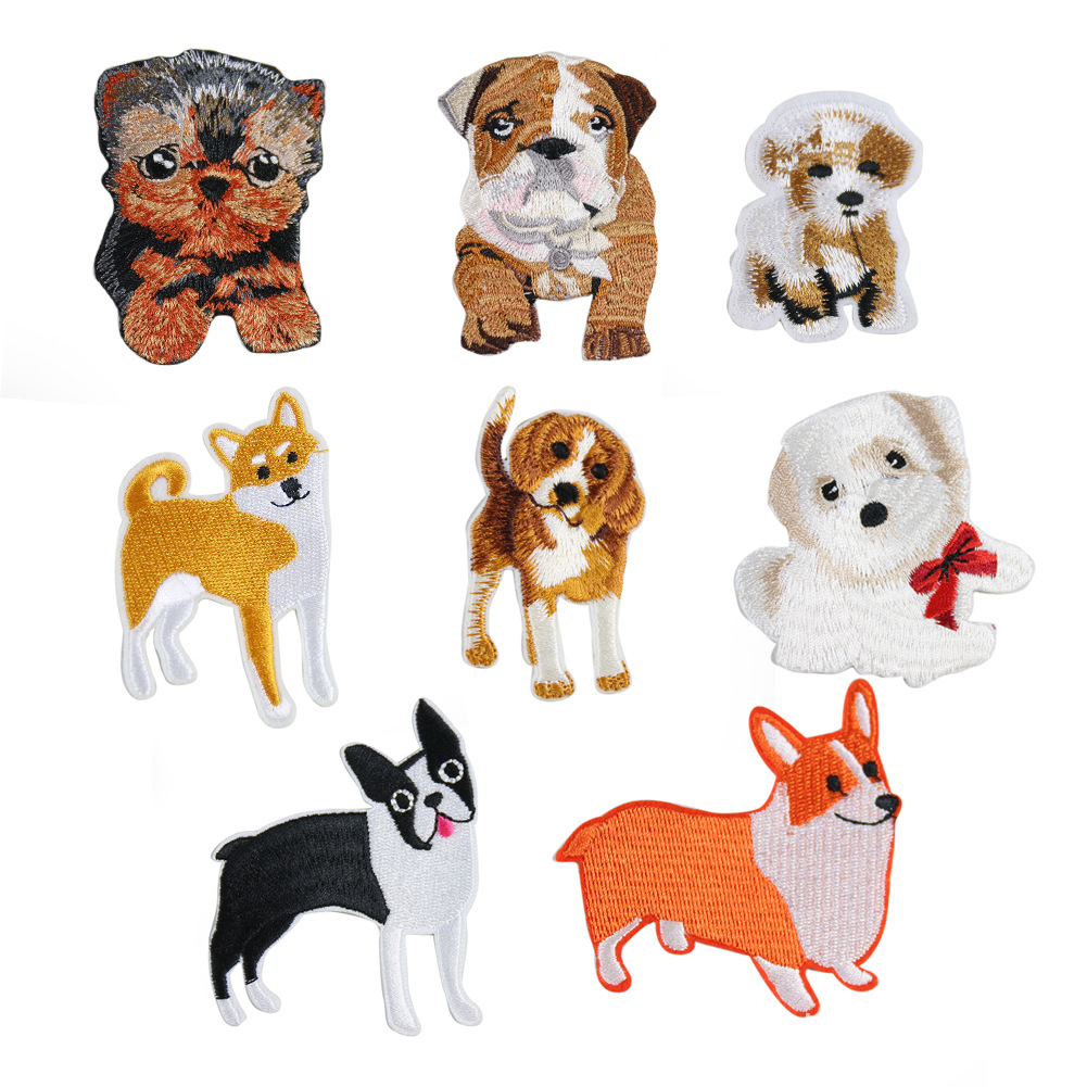 Cute animal embroidery cloth sticker husky shiba dog clothing accessories adhesive Patches sticker