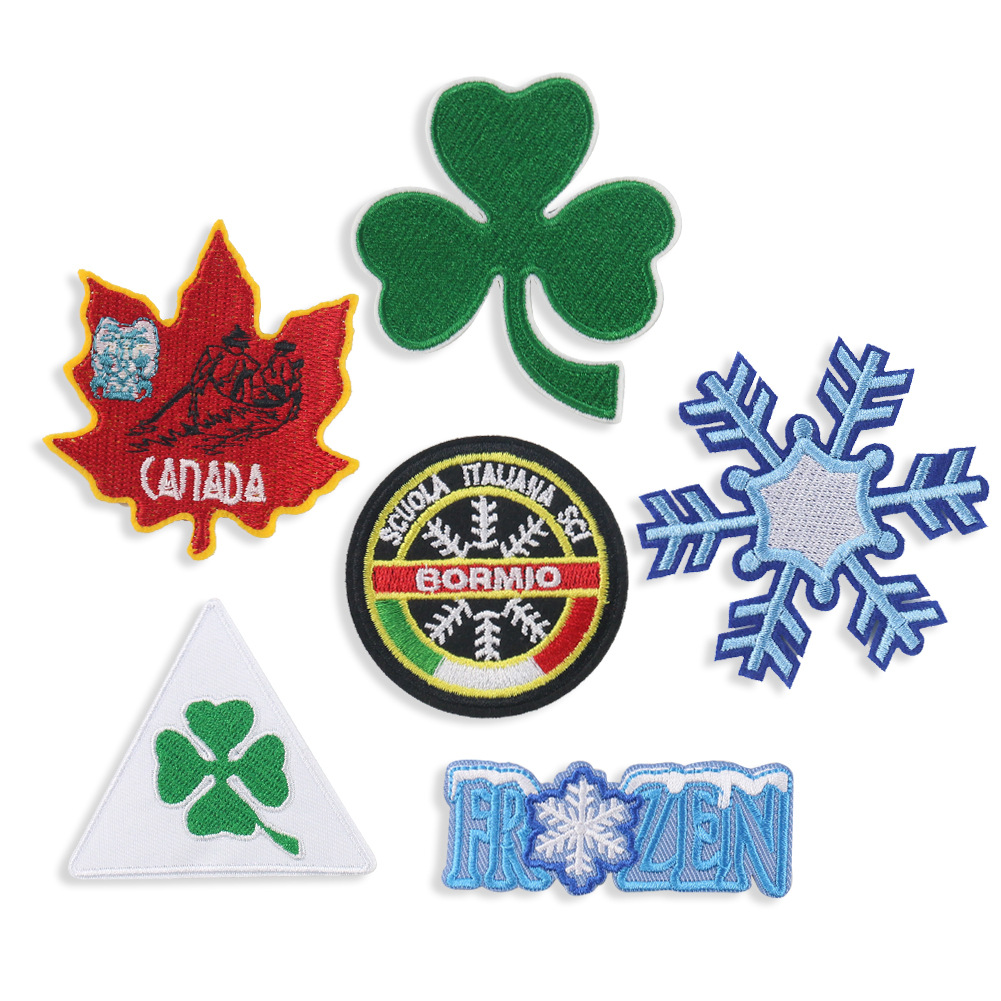 Embroidery Maple Leaf Snowflake Four Leaf Embroidery Cloth Sticker Shoe Hat Bag Decorative Sticker Clothing AccessoriesPatch