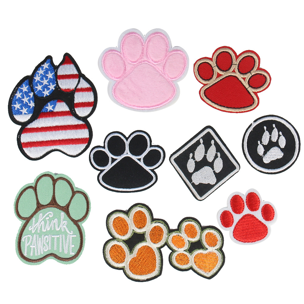 Puppy claw footprint embroidery cloth sticker cartoon clothing schoolbag accessories DIY accessories hole Patches