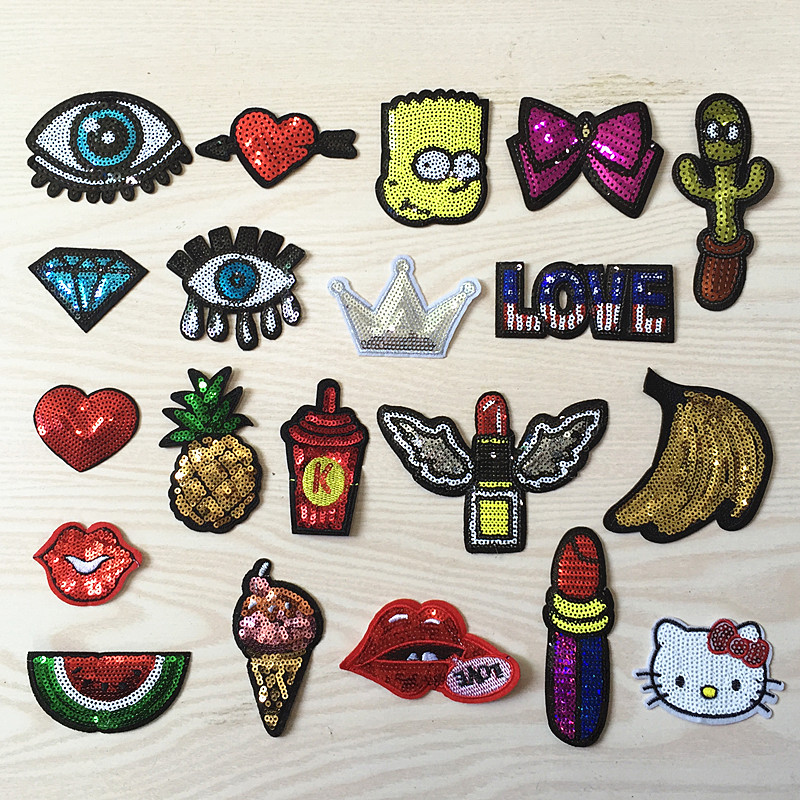 cartoon picture Patches sticker embroidery decorative sticker come to the picture and sample cloth sticker no adhesive backing.