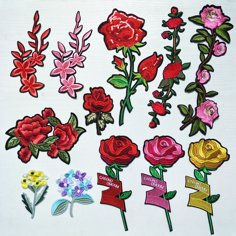 Rose Flower and Bird Embroidery Cloth Sticker Embroidery Clothing Accessories