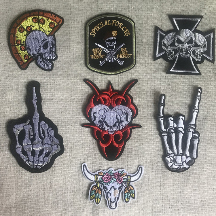 Skull embroidery skull cloth sticker embroidery adhesive ghost head clothing accessories