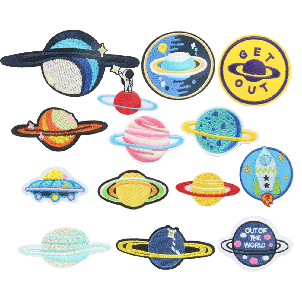 Embroidery Cartoon Planet Satellite Embroidery Cloth Sticker hat sock Clothing Accessories Embroidery DIY Patches Sticker