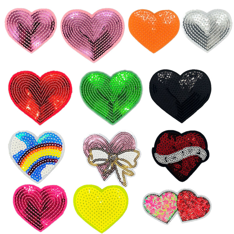 Embroidery Label Love Series Sequin Bead Embroidery Cloth Sticker