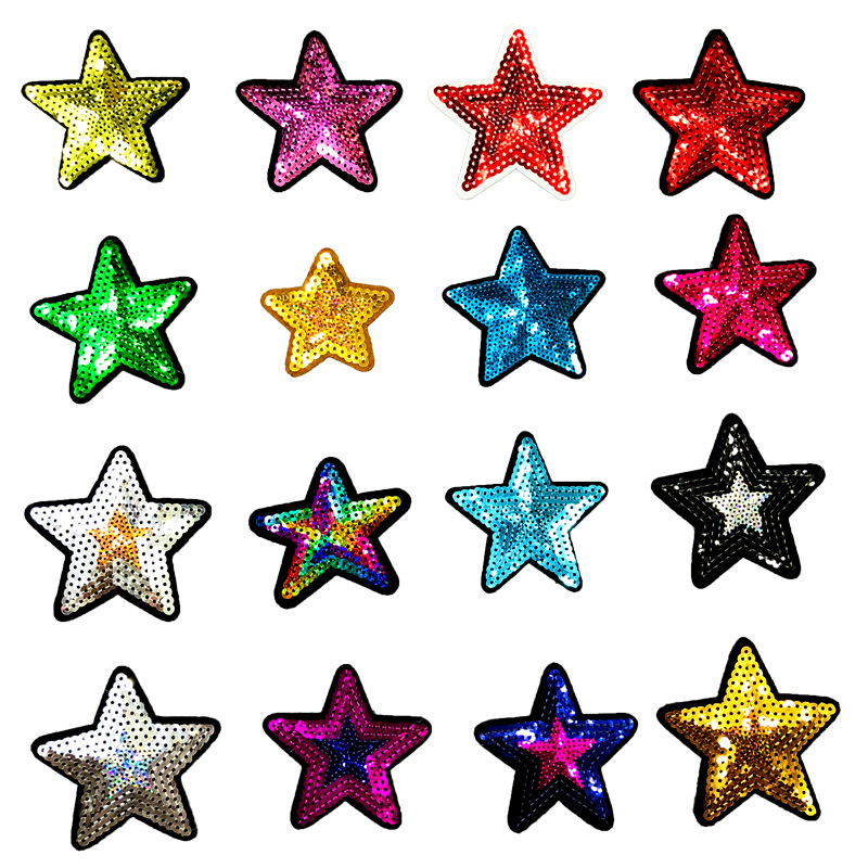 Bead Embroidery Patches Sticker Embroidery Star Sequin Cloth Sticker