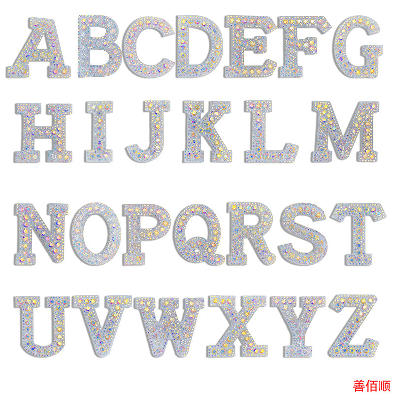 diamond letter sticker DIY adhesive cloth sticker pearl English letter A-Z hat clothes accessories