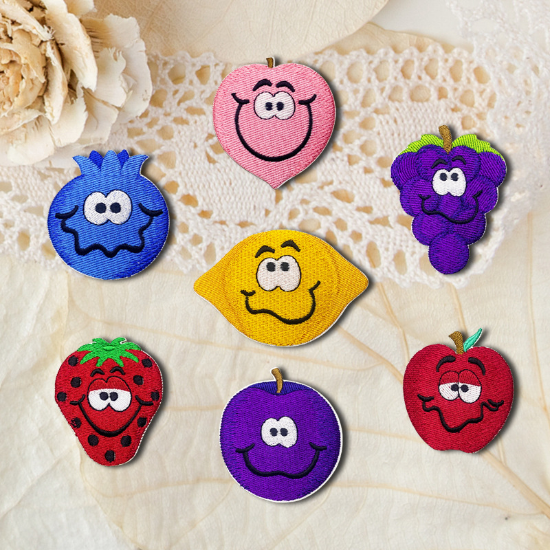 embroidery label cute cartoon fruit embroidery sticker hat Patches sticker DIY decorative cloth sticker