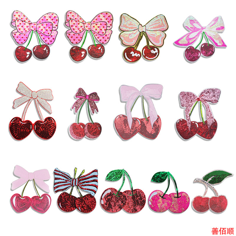 Creative Cherry Patches - Bead Embroidery Flower Patches Clothing Bag Decoration Ironing