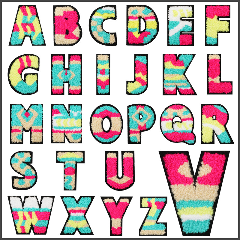 7cm colored embroidery 26 letters embroidery cloth sticker embroidery bag cloth sticker accessories Patches sticker