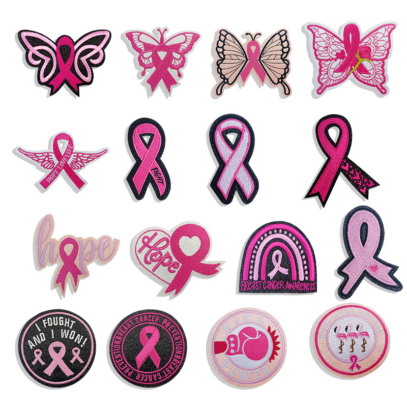 Pink flower tie cloth sticker tie adhesive embroidery thread Patches sticker decorative badge sticker