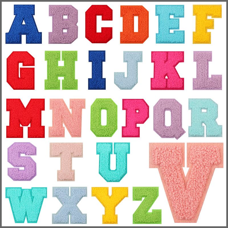 7cm colored embroidery 26 letters embroidery cloth sticker embroidery bag cloth sticker accessories Patches sticker