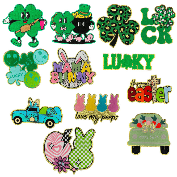 St. Patrick's Day Easter Glitter Ironing Sticker Embroidery Cloth Sticker