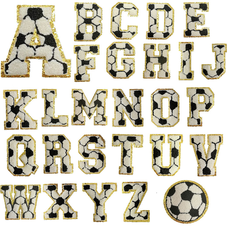 7.5cm football English alphabet cloth sticker bag clothing accessories