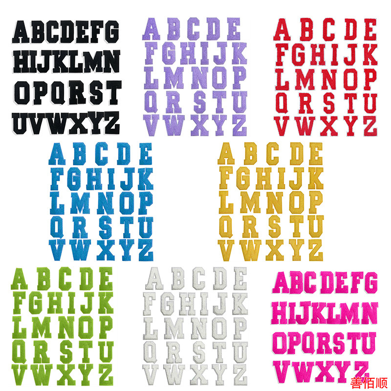 7cm high letter cloth sticker A-Z 26 words Patches sticker rose red purple red black and white blue green